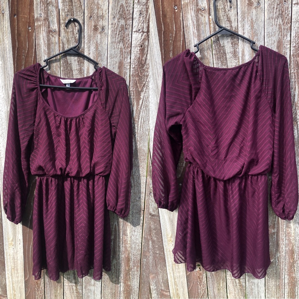 Long Sleeve Burgundy Dress